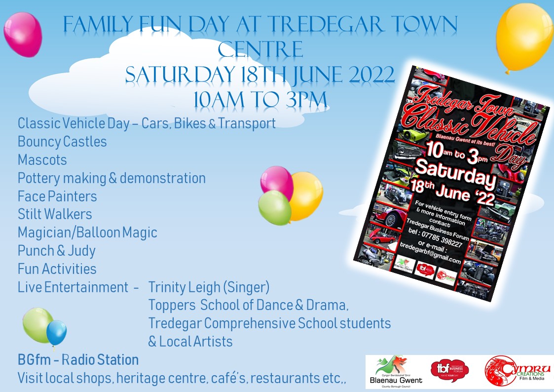 BlaenauGwentCBC's tweet photo. FREE Family Fun Day at Tredegar Town Centre, Saturday 18th June, 10am - 3pm https://t.co/JlfNNRYPP8