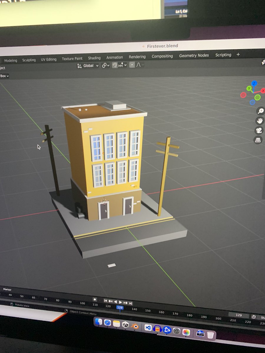 Charlesthedev's tweet photo. My first 3D model ever in #Blender3d using simple squares #blendercommunity - what to learn next ? #blenderart #art https://t.co/dDefTldKTj