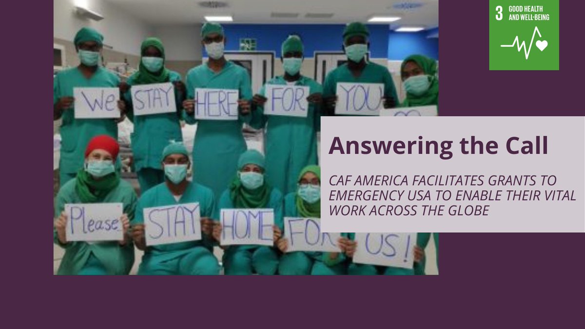 CAF America is dedicated to ensuring healthy lives and promoting well-being at all ages. Learn more about how we worked with <a href="/Emergency_USA/">EMERGENCY USA</a> to enable their vital work providing COVID-19 relief #SDG3: cafamerica.org/story/answerin…