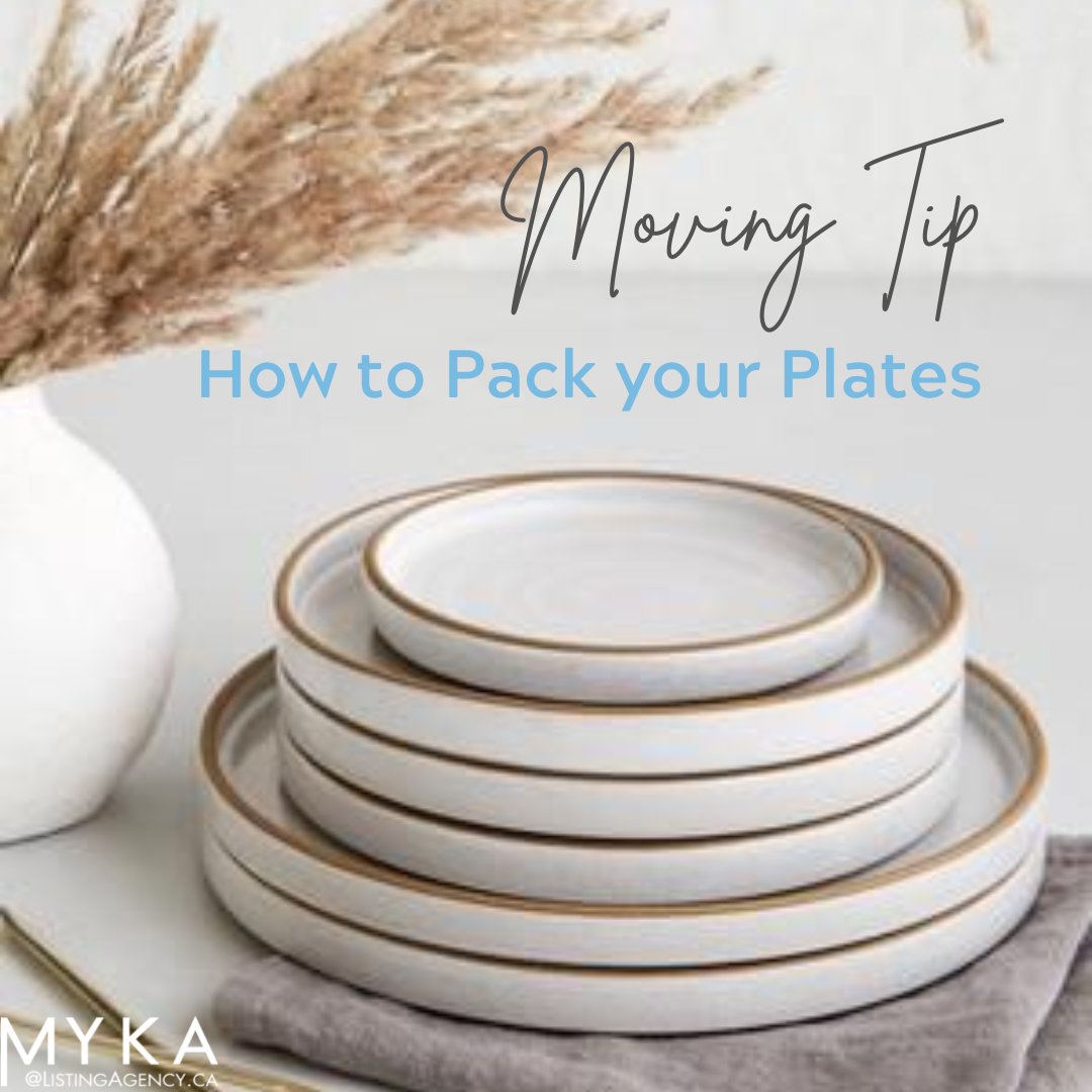 MykaRealEstate's tweet photo. Best way to pack your plates:
1️⃣ Place the plate in the center of a piece of packing paper and pull the corners over the plate.
2️⃣ Stack 4 plates together, turn the stack upside down, and rewrap the entire bundle.  
3️⃣ Stand the dishes up vertically in the box https://t.co/xjKx1oBYN1