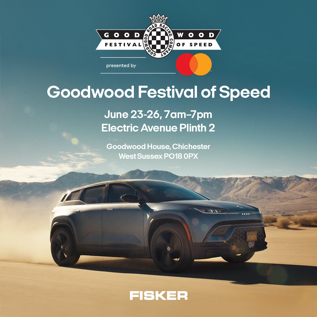 The #FiskerOcean is on the road for its UK debut at Goodwood Festival of Speed! See the all-electric #FiskerOcean set the new standard for sustainable mobility, and beautiful design at the Electric Avenue concourse. We can’t wait to meet our British #FiskerFam! 🇬🇧
#Fisker