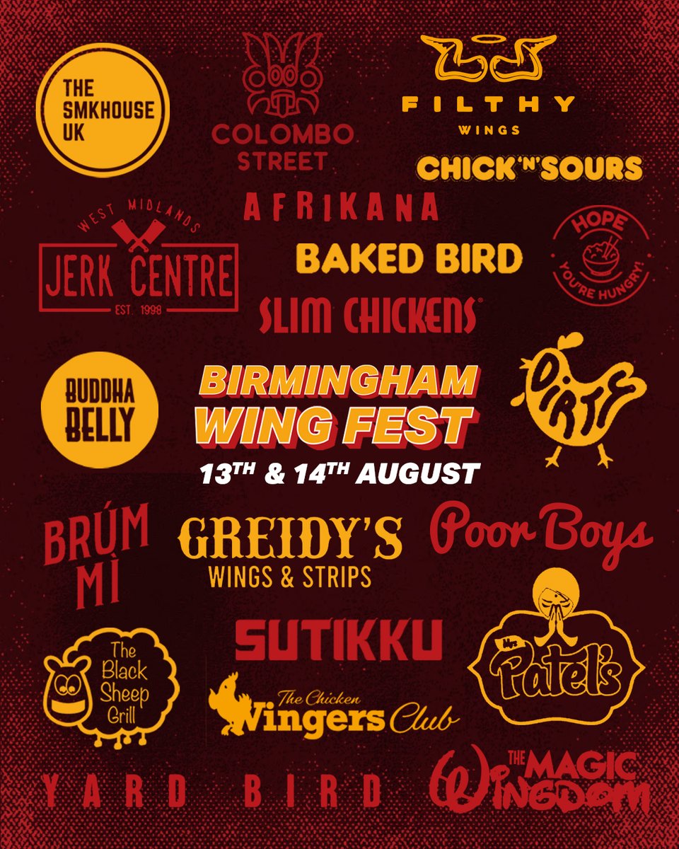 DigbethDiner's tweet photo. The Birmingham Wing Fest line-up is now HERE! 🤩

For WingFest's first event ever in Birmingham, they have assembled some of the UK's finest wing slingers and Hall of Flame members 🙌

Get your tickets now by visiting - https://t.co/X9xcCEM5Cp 🎟 https://t.co/lZwlZut4M1