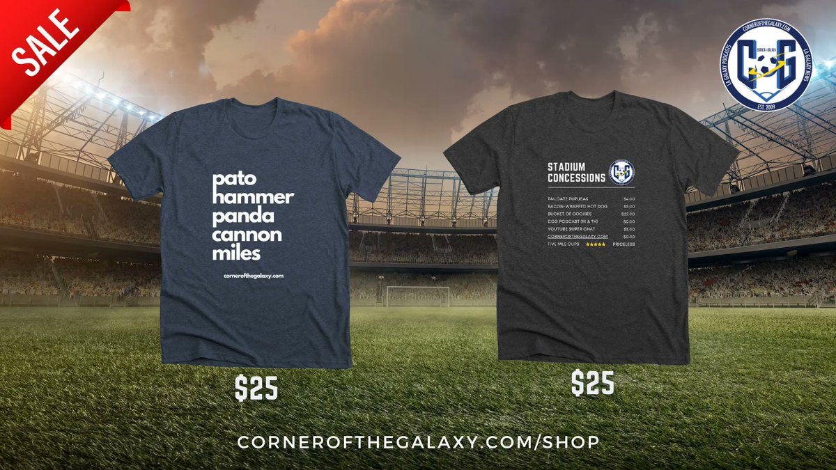 GalaxyPodcast's tweet photo. CoG 2022 T-Shirts!

In our never-ending attempt to keep the lights on, we've got our 2022 t-shirt releases ready and waiting for you. Pick 1 or buy both! All proceeds go to helping out the podcast. 

👕 https://t.co/ImLyd1yaGf 
#LAGalaxy #MLS https://t.co/3og3k6SX4u