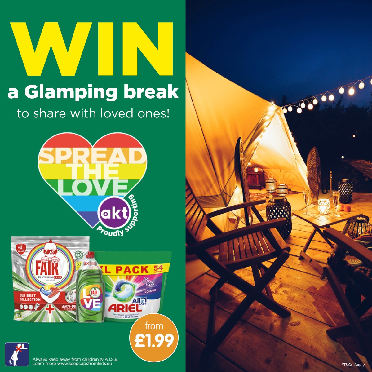 bmstores's tweet photo. 🌈#COMPETITION🌈

Fairy &amp; Ariel are continuing their long-term partnership with@aktcharity- to celebrate #Pride this year, we're teaming with@PGUK to #SpreadTheLove

For a chance to #WIN a Glamping Holiday voucher; FLW/RT/TAG who you'd take with you!

Competition ends 9am 20/6/22 https://t.co/qrUIjkZPK4