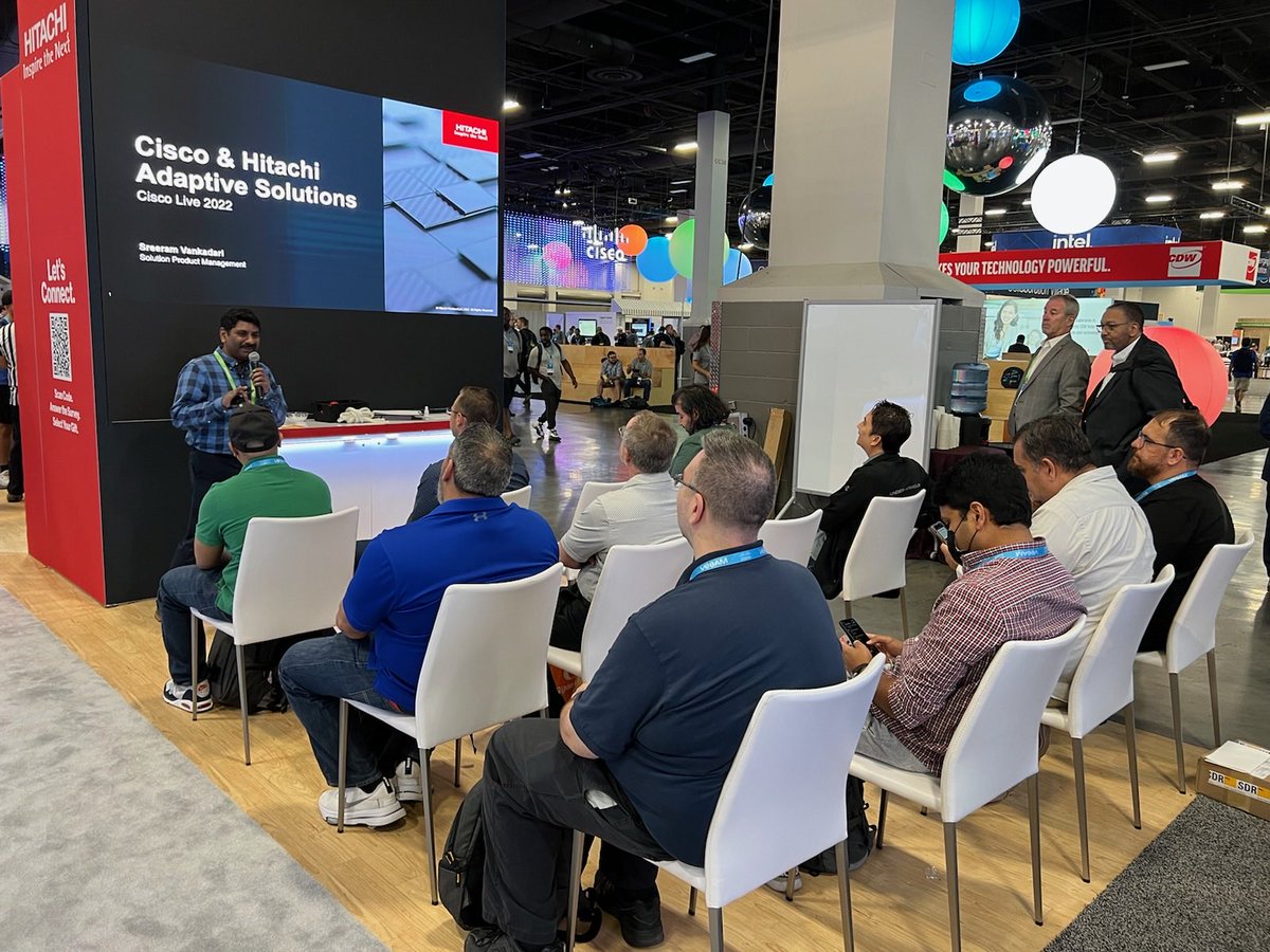 srvankad's tweet photo. Join us at Hitachi booth for Cisco and hitachi adaptive solutions.  #ciscoLive https://t.co/FTEPrs0xeA