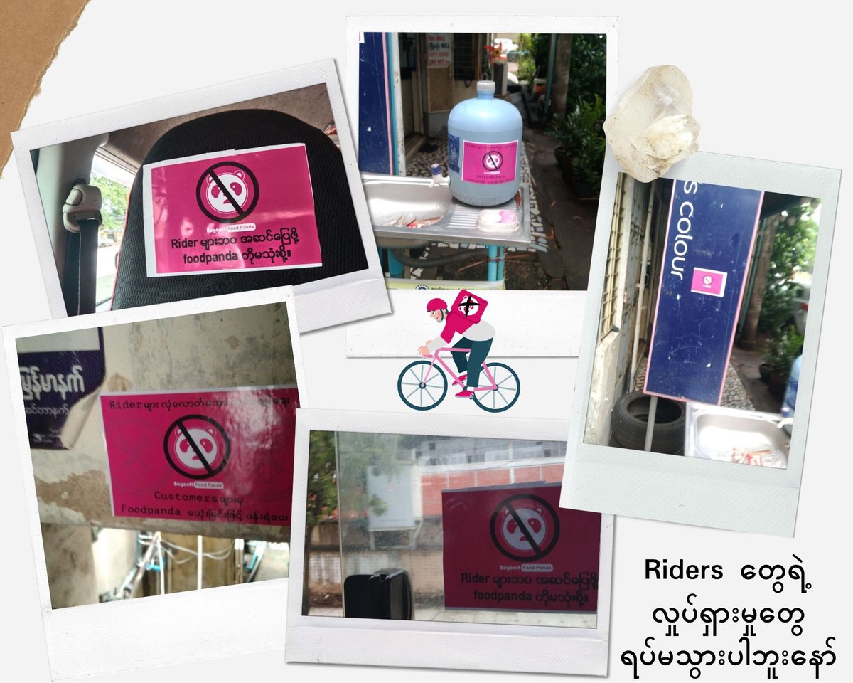 Action of today - “1000” sticker campaign. foodpanda will soon have “Zero Customer” in Myanmar. 
#fairpayatfoodpanda
#boycottfoodpanda
#DeliveryHeroRidersUnited