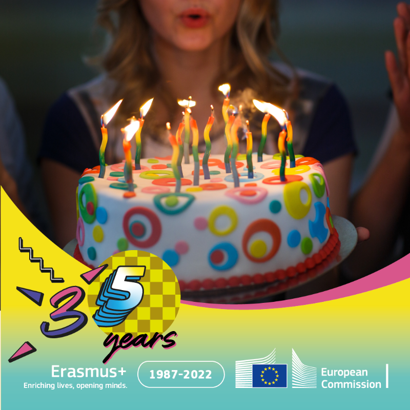 EUErasmusPlus's tweet photo. With our birthday coming to an end we want to thank everyone for the birthday wishes🥳

#ErasmusPlus is 35 years of:

🔹Being inclusive
🔹Being green
🔹Being digital
🔹And being European 🇪🇺

Erasmus+ is the programme for you.
You just find your initiative or project👇