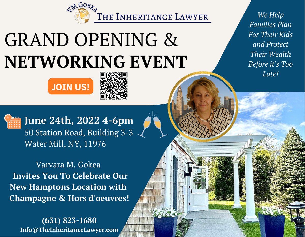 SouthamptonCofC's tweet photo. The Inheritance Lawyer! Grand opening &amp; networking event 
June 24th, 2022 4-6PM https://t.co/MZz3WurSeT
