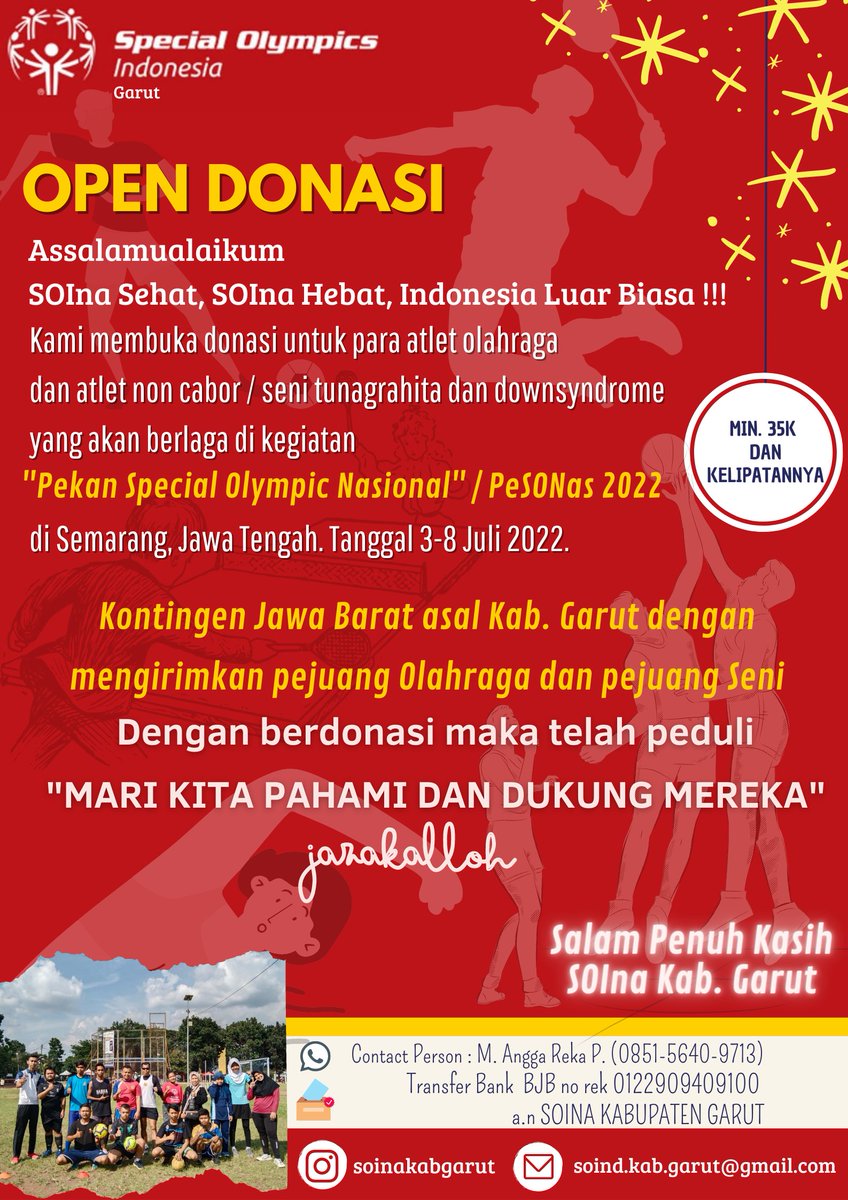 aqmarindah's tweet photo. Mari kita dukung bersama dengan menunjukkan rasa peduli terhadap mereka !! #SOIna #SOInaGarut #PeSONas2022 #disabilitas #tunagrahita #atlet #olahraga #seni https://t.co/pvcj0tkrPk