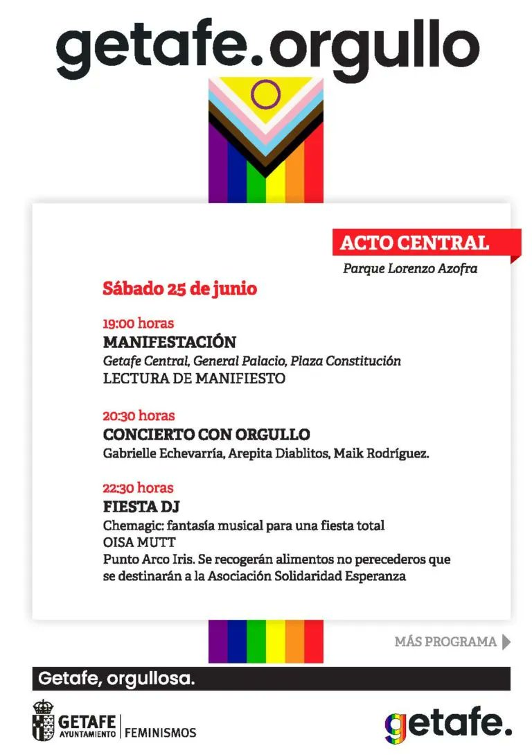 getafejoven's tweet photo. Celebra el #Orgullo2022
Las actividades comienzan hoy y el sábado 25, será el día #top con #manifestación y  #manifiesto en plaza de la Constitución, pero hay mucho más #charlas #grafitti #actuaciones #partidoconorgullo 
Consulta la programación y participa!! https://t.co/7rJe9GLMdH