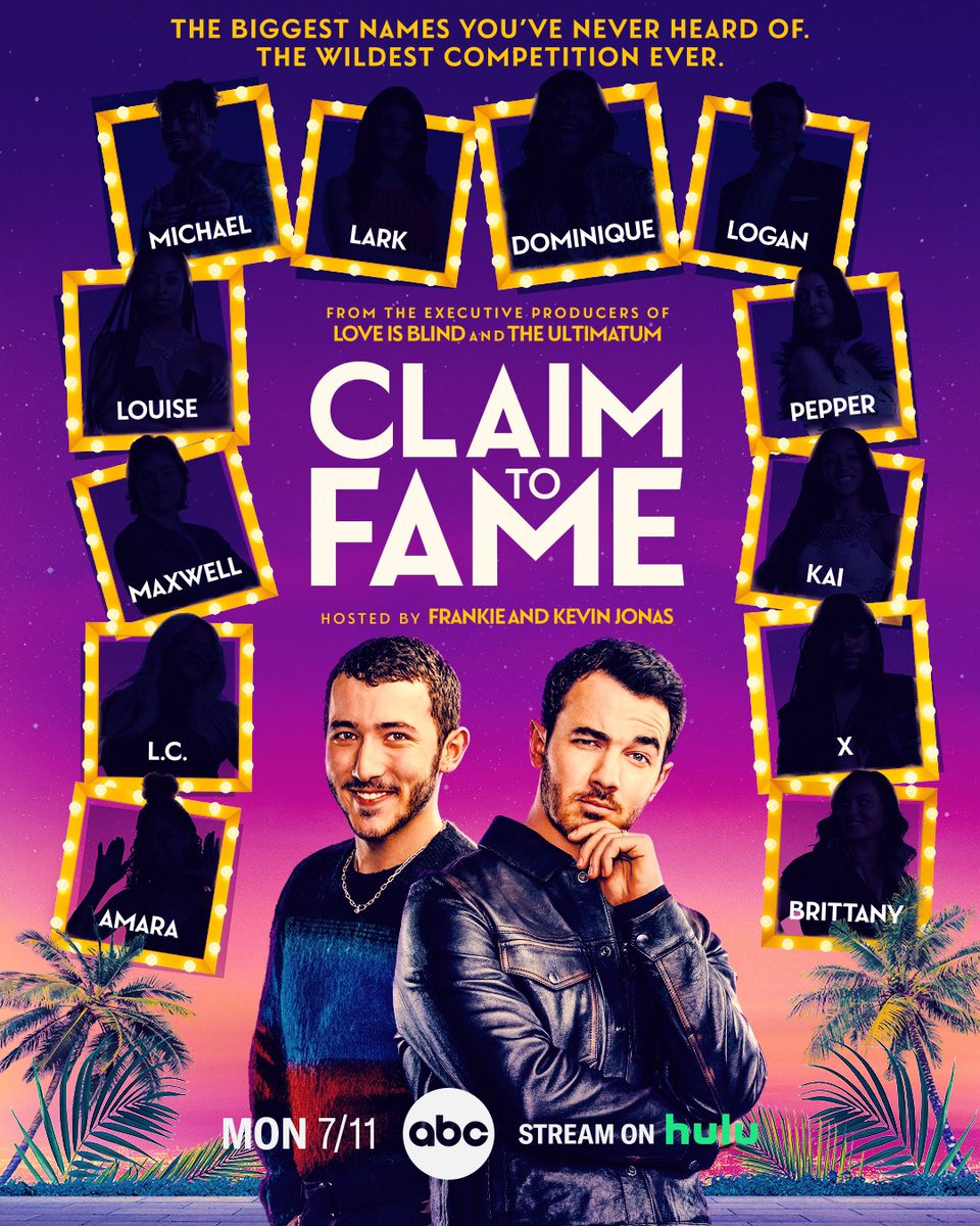 kevinjonas's tweet photo. Get ready for the wildest competition ever!! See who can keep their identity a secret on #ClaimToFame 🤩 Premiering July 11th on ABC and streaming on Hulu https://t.co/by4TPGUJ04