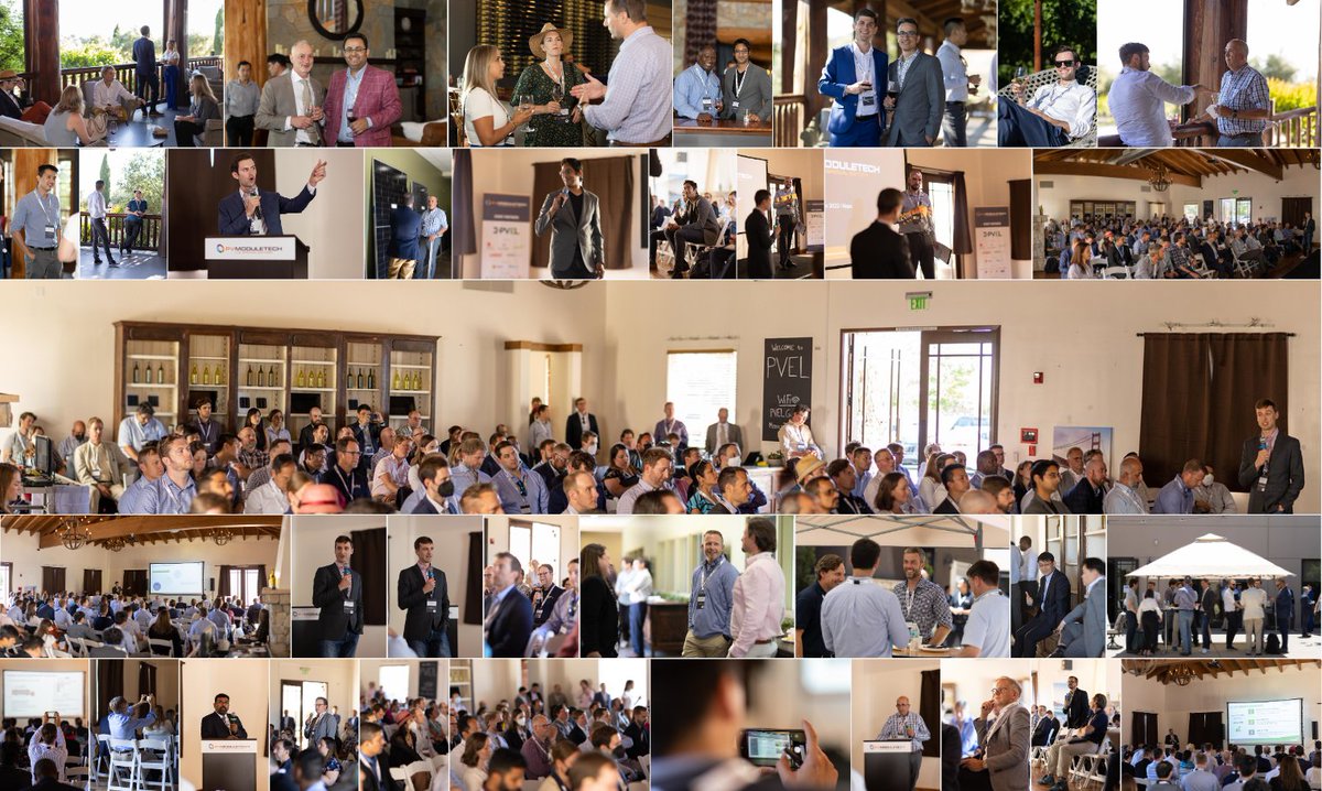 pv_tech's tweet photo. Thank you to everyone joining us at #pvmoduletech in Napa this year. Day one was a busy day but packed with presentations highlighting the options for module procurement for the U.S. market as well as how to mitigate risk. More photos at here - https://t.co/KMLgogzfiF https://t.co/cbRYarl5RM