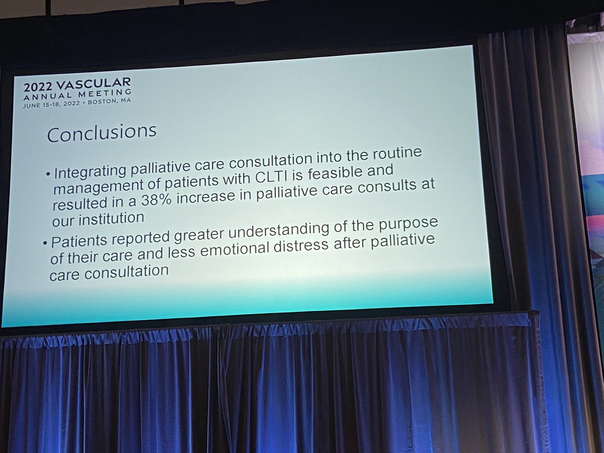 AeroMD's tweet photo. Next up: palliative care in vascular @VESurgery #VESS22- Integrating palliative care in patients with CLTI is feasible with patients reporting a greater understanding of the role of palliative care and less emotional distress following consultation https://t.co/8cJuXYnLgy
