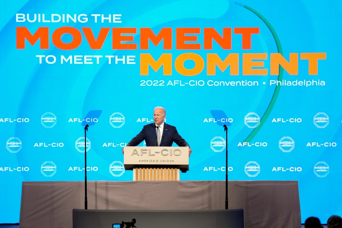 POTUS46Archive's tweet photo. It was great to be with AFL-CIO yesterday in Philadelphia. These folks are a big reason why I’ve never been more optimistic about our future. Unions have never let this country down, and we’re going to keep building a better America – together. https://t.co/NT1Jqmcd5h