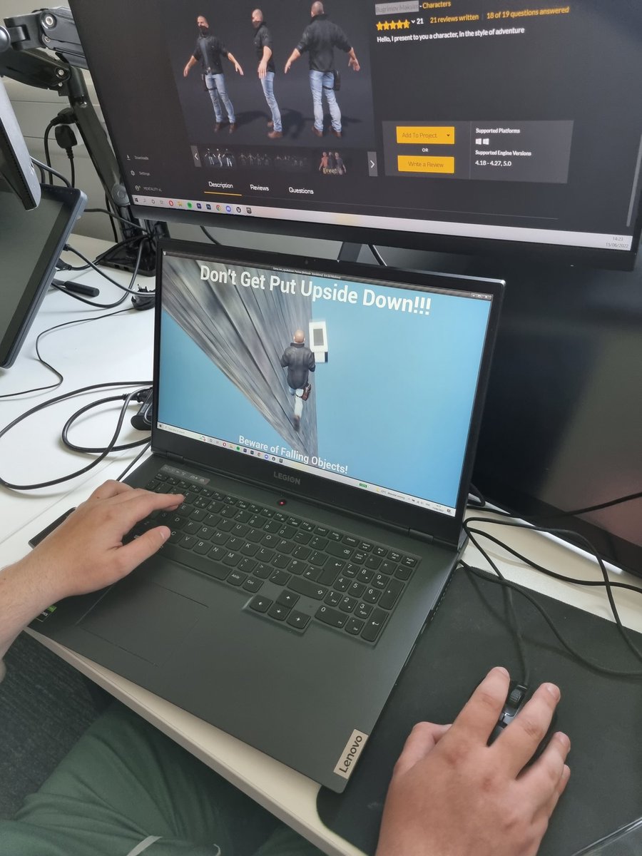 BarryHindmarsh's tweet photo. Another day of Riverside Games Jam with @DoubleElevenLtd thanks to some of the devs for coming to give feedback to the students on the great theme of Upside Down or Inside Out #RiversideGamesJam22 https://t.co/Ml7noBtxxA