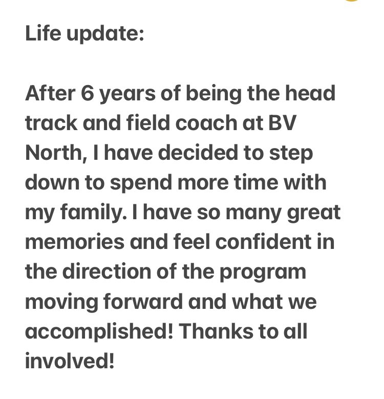 Haven’t been on my personal Twitter for a while but a little coaching update I wanted to share. It’s not forever…just for now. <a href="/BVNtrackfield/">BVN Track & Field</a> <a href="/MustangsBvn/">BVNMustangs</a>