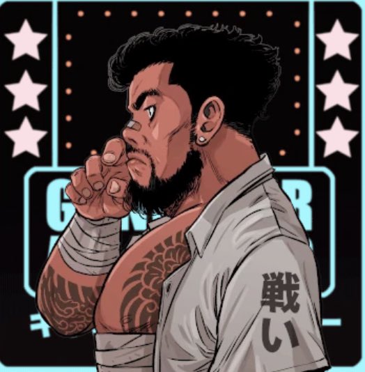 0xHercules's tweet photo. Benz is named after one of the Joker and The Duang's friends, that Joker said he really looks alike. Benz has a tattoo on his chest and arms, he also has bandages on his arms and stomach. Benz is a martial artist and at the same time a construction worker. @Dawbley @noahONFIREE https://t.co/Wu1kFt07um
