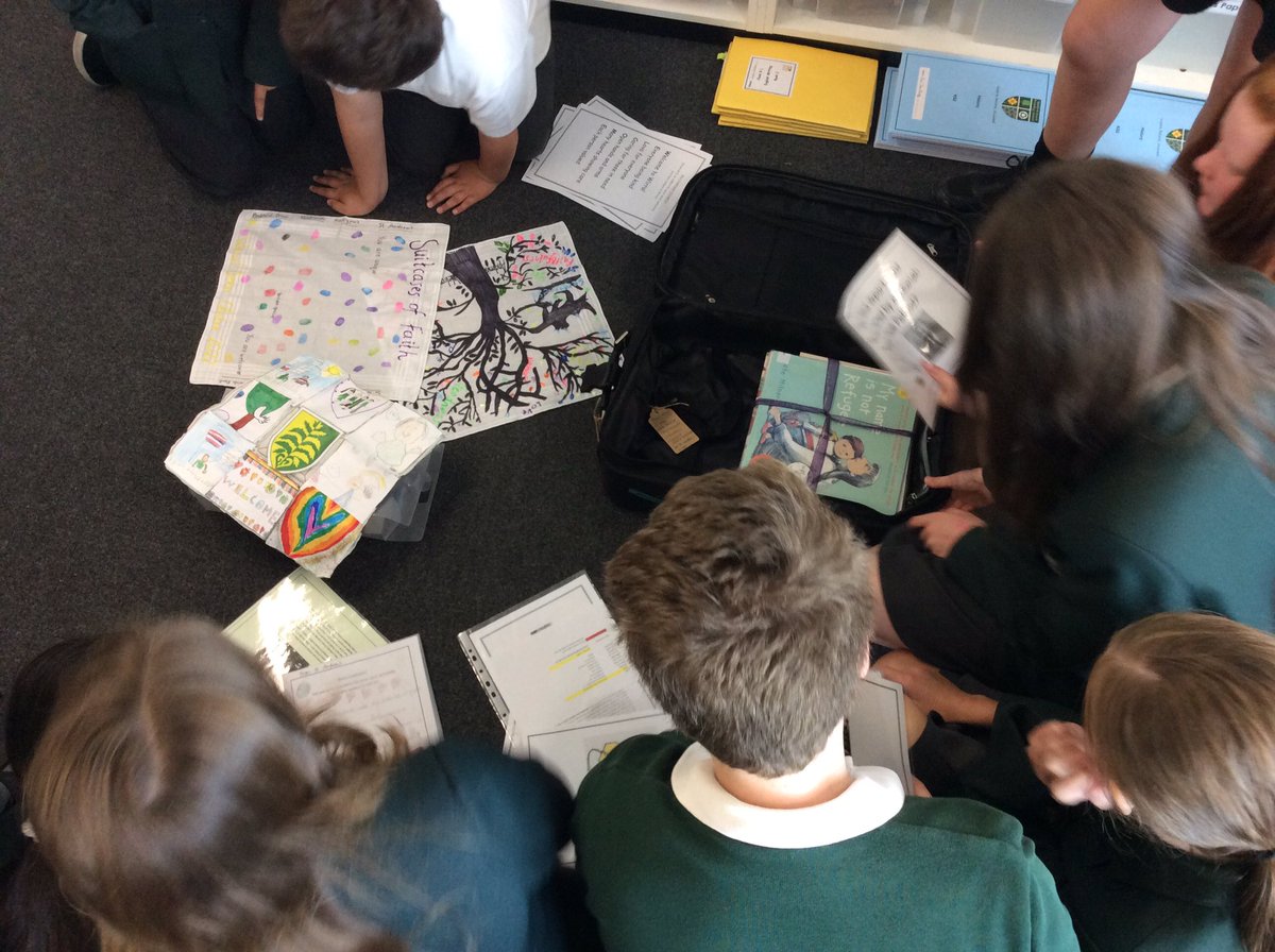 bedford_yr6's tweet photo. Year 6 had a lovely time this week looking at work contributed from other schools to the @CentreDeen. Our work joined the suitcase before it moved to the next school on it’s journey @CulturalCurric1 @Bedford_Drive https://t.co/FwpbWhk3ov