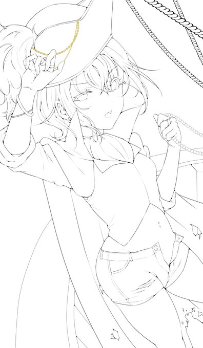 線画あげ直し
サボってたけどやっぱり左手追加した 