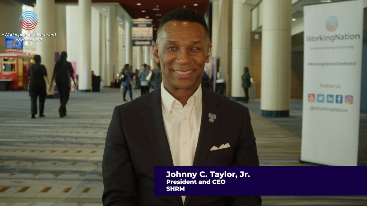 WorkingNation's tweet photo. “We changed in ways that we haven’t changed in decades” amid the #pandemic, @SHRM president and CEO @JohnnyCTaylorJr told #WorkingNationOverheard at #SHRM22. Now, #HR must be mindful to chart a new course amid new expectations. #CauseTheEffect
Watch: https://t.co/HEarwbTdqT https://t.co/wW7UB6ACWT