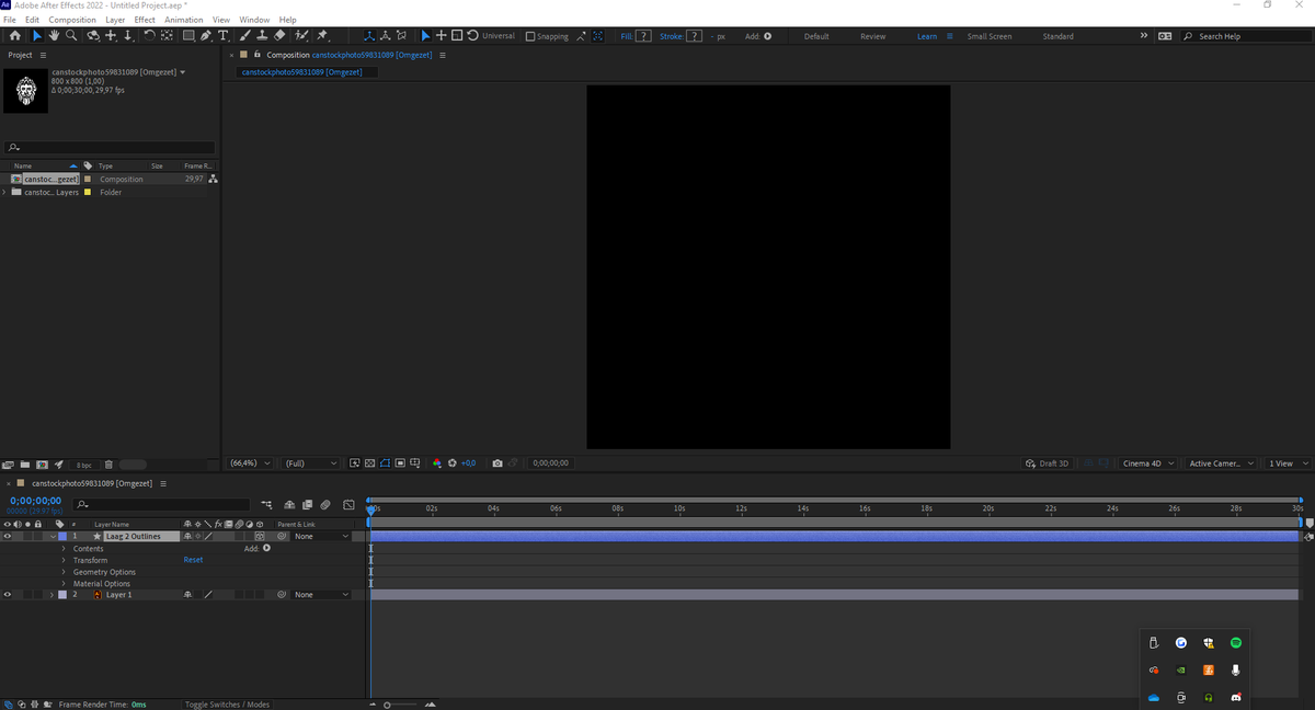 Voor alle Adobe after effects supersterren. Waarom zie ik mijn afbeelding niet meer als ik hem op cinema 4D zet?