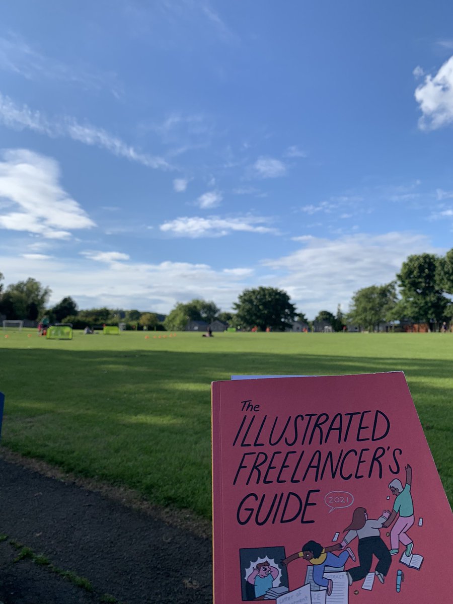 DayInSpace's tweet photo. At the park, one kid playing football, one drawing on a bench, and I’m reading the very useful THE ILLUSTRATED FREELANCER’S GUIDE by @HeatherParryUK and @MariaStoian @FreelanceScots

If only I had an ice lolly it would be perfect.

#multitaskingmama #writingmama #freelancingmama https://t.co/EfHHT1S8RY