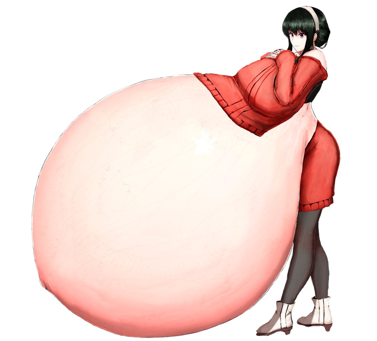 妊娠周期に合わせて服も着れなくなってゆく方がいいと思ったので、途中からやり直して時間かかっておりました。残すは背景のみです。

*The English translation is in the reply. 