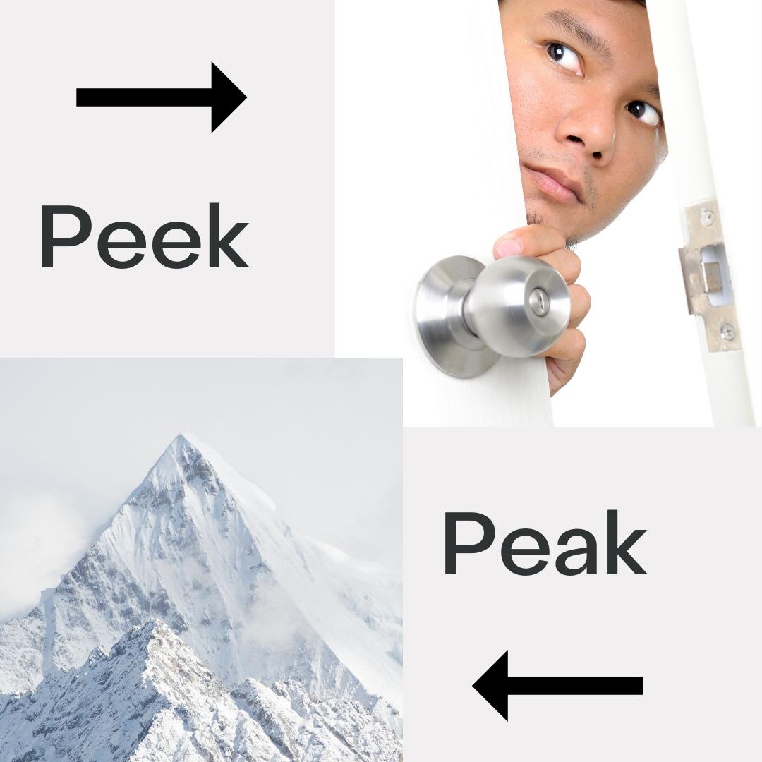 I see this mistake all the time. 

If you're promoting something or showing behind the scenes, it's a 'sneak peek'.

Not peak. Peak is what you'll find at the top of a mountain ⛰️

What mistakes do you see all the time on social media?