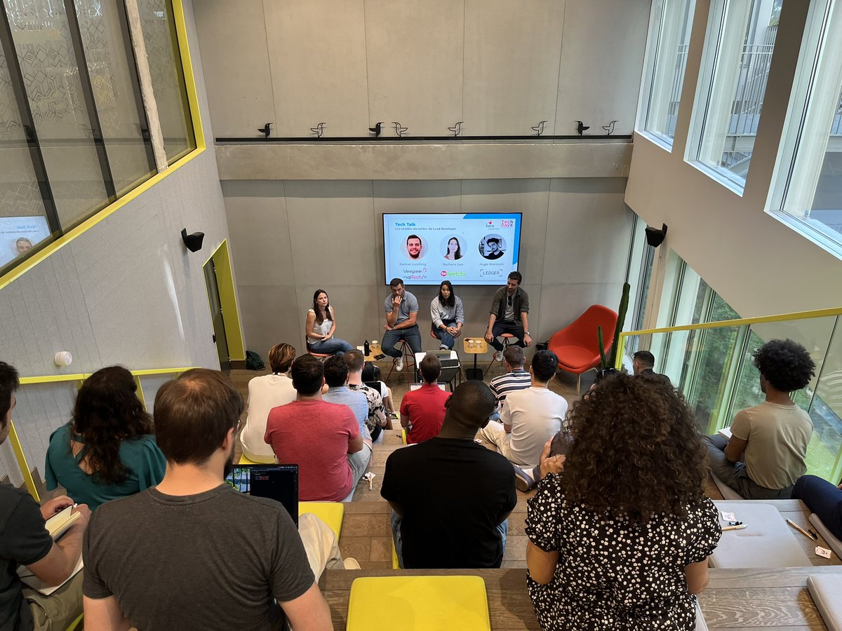 FTGrandParis's tweet photo. ➡️ Dernier évènement de la journée de notre programmation #TechDaysParis 2022 !
Nous sommes chez #ironhack pour un Tech Talk avec Roman Leichnig de @veepeetech_ - Barbara Lee de @Leetchi et Hugo Morosini de @Ledger sur « Les réalités du métier de Lead Developer » 🔥 https://t.co/syS08N6oPj