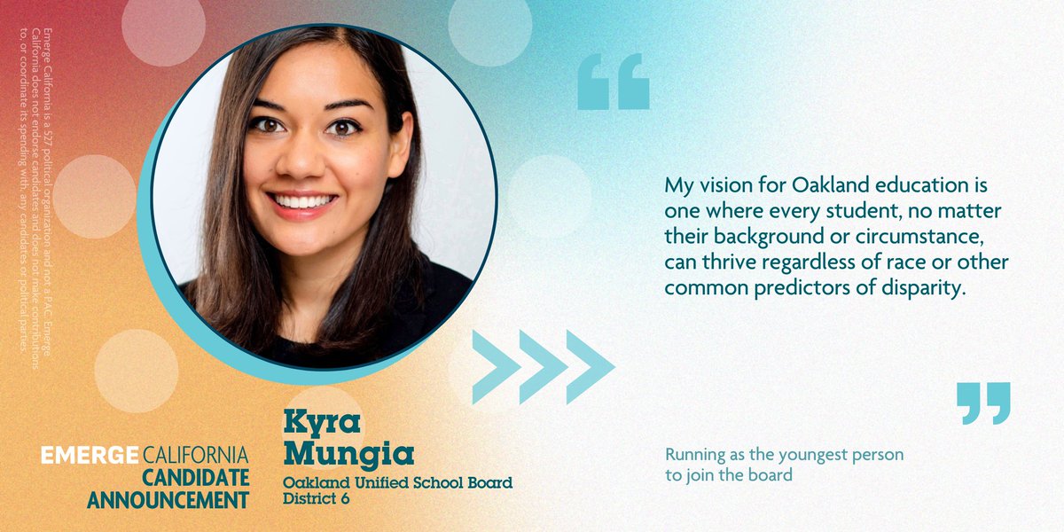 EmergeCA's tweet photo. 📣 #EmergeCA 2022 Candidate Announcements 📣
Congratulations to Class of 2020 Alum @DestinyWBriscoe, Class of 2021 Alum Kyra Mungia, and 2022 National Boot Camp Alum Fredrisha Dixon @Dixon4Inglewood. We can’t wait to follow your campaigns! https://t.co/XLM2am89WW
