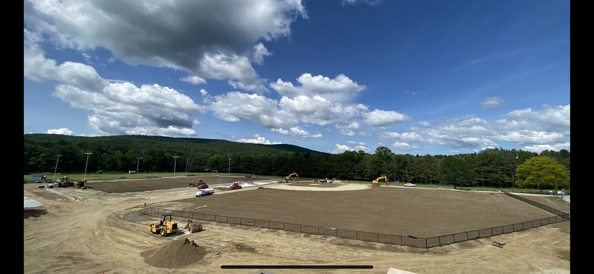 AaronRobb5's tweet photo. In the foreground is the new #Wahconah baseball field and a new multi-use field is in the background. This takes the place of the original Wahconah building. GO BLUE! ⁦@wahconahrhs⁩ ⁦@WRHSGoBlue⁩ ⁦@WRHSBldgProject⁩ https://t.co/Av7JaY5r11