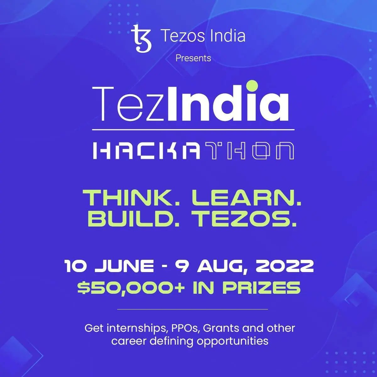 Girlscript1's tweet photo. Stand a chance to win worth $50k+ 💰 grants and opportunities up to $100k+ 🙋‍♂️ and get a chance to get hired and work with the best-existing dapps &amp; Tezos entities in the ecosystem. https://t.co/pzFJFzhpeo