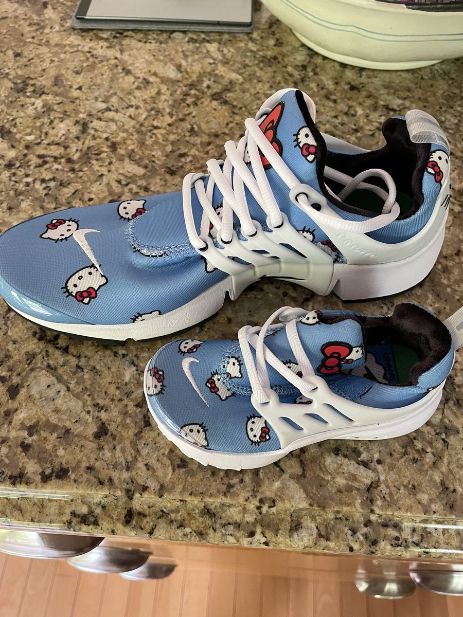 When you are a sneaker head of course you get your daughter matching fire. #HelloKitty #AirPresto