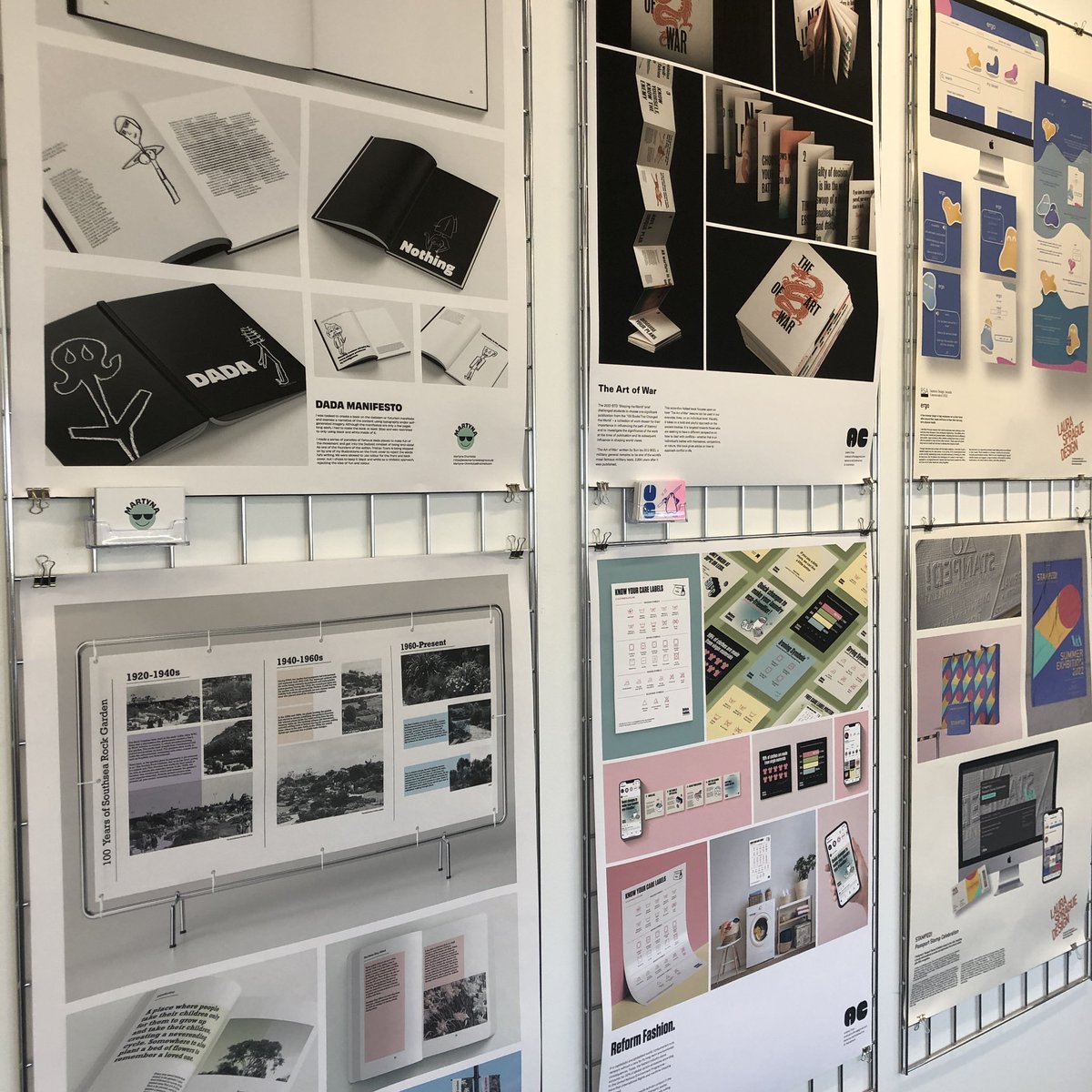 Sneak peek at our wonderful students’ work. #graduateshowcase #talent #GraphicDesign