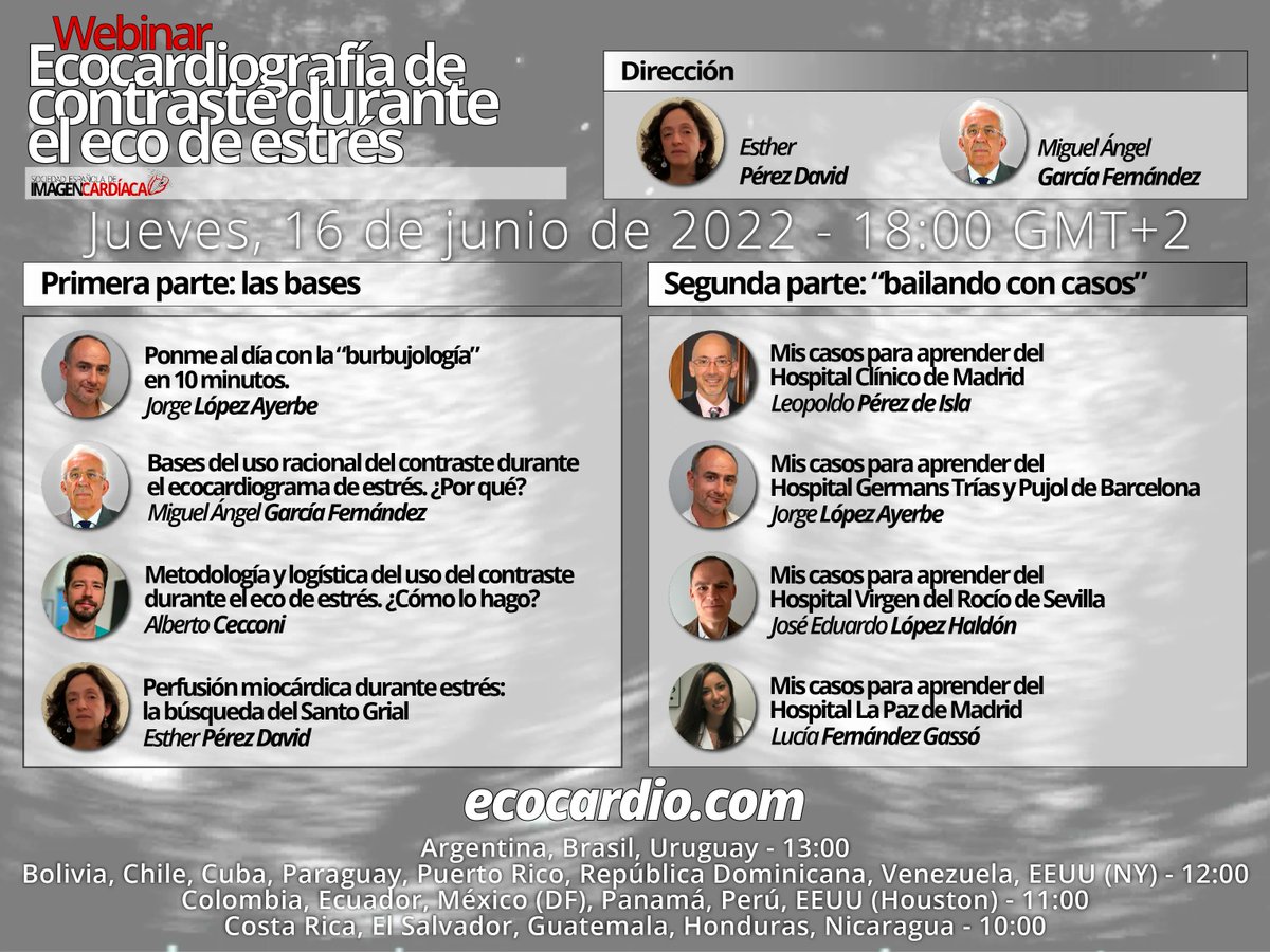 En 24 horas podrás acceder al Curso/Webinar Ecocardiografía de Contraste durante el Eco de Estrés que hemos preparado para ti
🎬 buff.ly/3vZjUlp
⚠️ Para poder acceder, debes ser socio de la SEIC... Si no lo eres: buff.ly/2Hn7lID