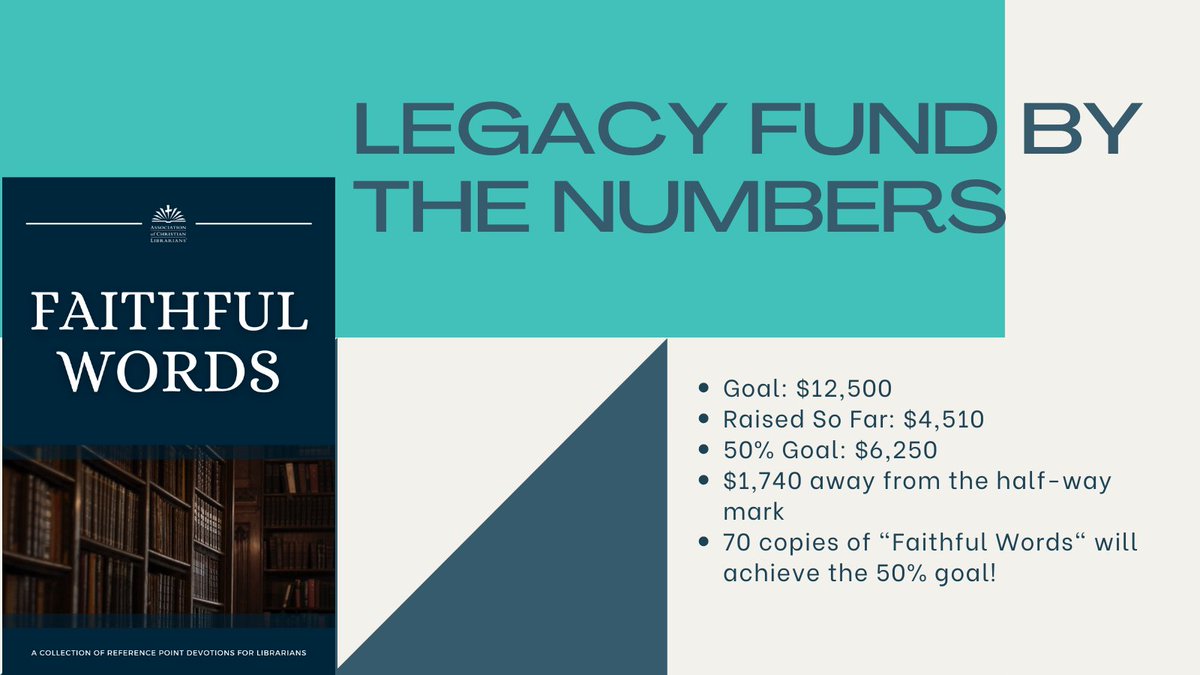 ACLibrarians's tweet photo. Hey #ACLib22 attendees! The gifts have been pouring in for the Legacy Endowment Fund. If you are in-person at conference, there are about 40 copies left of "Faithful Words" at Newman University! Take your copy home today! #giving https://t.co/JRSQIZmvu8