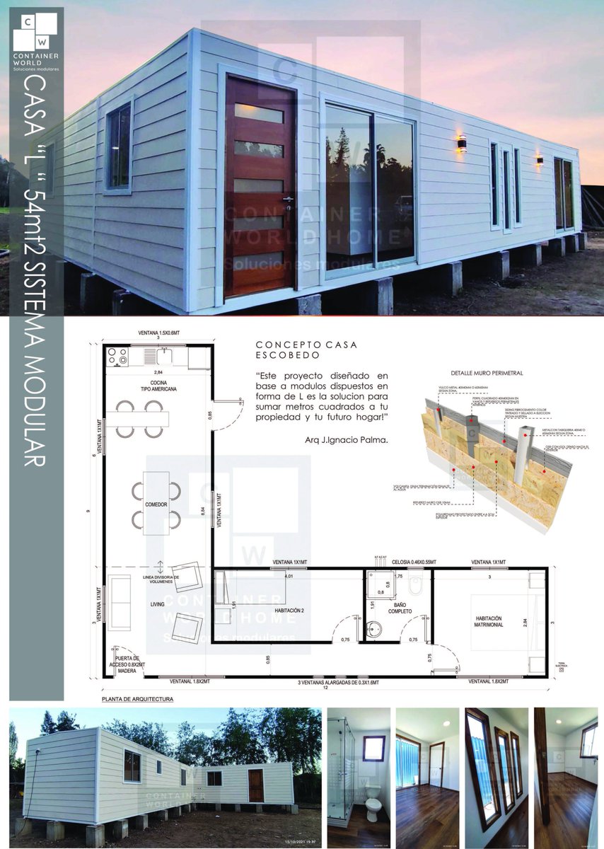 _ContainerWorld's tweet image. Container World Home 🏡

Este Proyecto diseñado en base a módulos dispuestos en una forma de L, es la solución para sumar metros cuadrados a tu propiedad y tu futuro hogar ✨

Podrán encontrar mas detalles del Proyecto en la Lamina a continuación✅