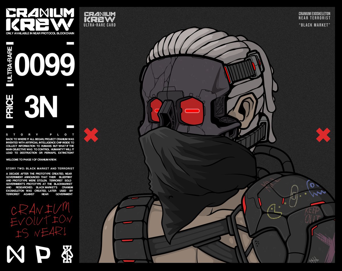 Cranium #0099-ULTRA RARE. Only at $NEAR
Token: paras.id/token/x.paras.…
Including 2nd Story: Black Market and Terrorist
Collection: paras.id/collection/cra…
#NearNFT #ParasNFT #NFT #CraniumNFT #CraniumKrew 
<a href="/cryptoartph/">CryptoArt Philippines</a> <a href="/NFTMarketPH/">NFT Market PH 🇵🇭</a> <a href="/NEARPhilippines/">NEAR Philippines I Create Without Limits</a> <a href="/ParasHQ/">Paras 🟩🟧</a> <a href="/NEARProtocol/">NEAR Protocol</a> <a href="/NftPinas/">NFTPinas | #FBNXGuild</a>