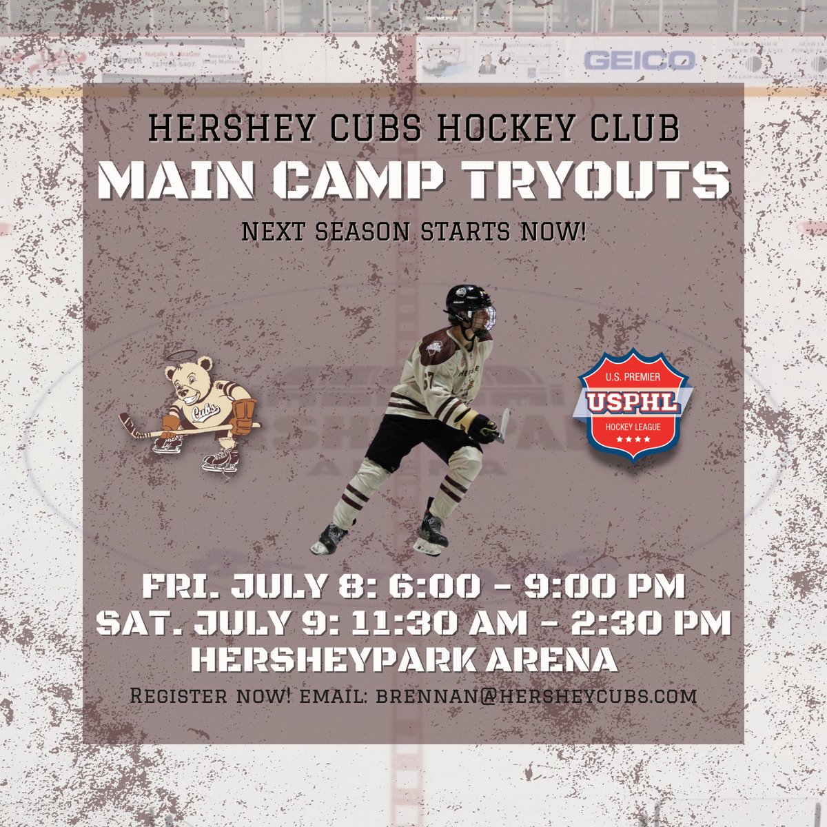 We are officially less than a month away from Main Camp Tryouts at Hersheypark Arena.

🗓Friday, July 8 from 6pm-9pm and Saturday July 9 from 11:30am-2:30pm! 

For more info, contact Head Coach Brennan Thompson at: brennan@hersheycubs.com! 

#HersheyCubsHockey #usphl #dankshow