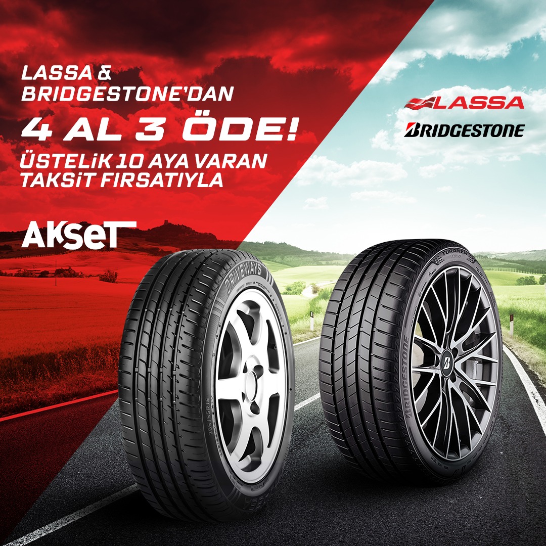 akset42's tweet photo. Lassa ve Bridgestone lastiklere Akset'ten sahip olmanın tam zamanı.
10 aya varan taksit avantajıyla 4 al 3 öde fırsatını kaçırmayın.
#AKSET #Lastik #Bridgestone #Lassa #Konya #Brisa #Dayton #Kinesis #KışLastiği #Yazlastiği https://t.co/5eSZA5CWcy