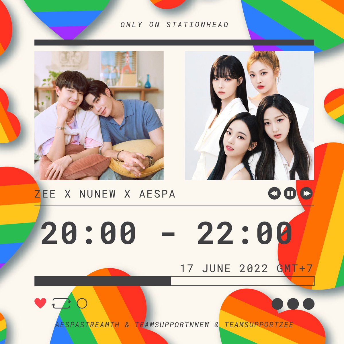 Stream Collaboration 🎧
Zee X Nunew X Aespa
🗓 17 June 2022
20:00 - 22:00 GMT+7

🔥 <a href="/TeamSupportNNew/">TeamSupportNuNew</a>
<a href="/teamsupportzee/">TeamSupportZeePruk</a> <a href="/teamsupportzee/">TeamSupportZeePruk</a> 

#TPOPxBabyBoo #ร่วมด้วยช่วยกันสตรีมเอสป้า