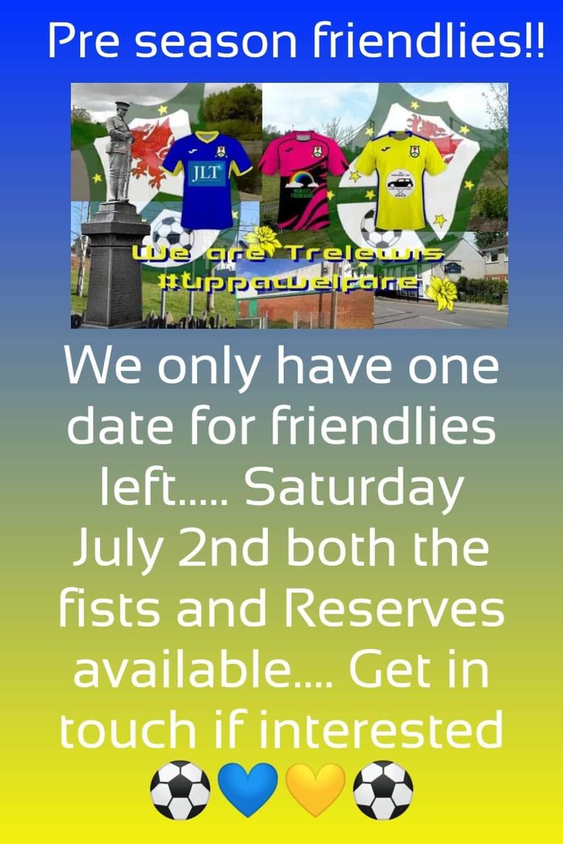 Looking to fill our last 2 fixtures of pre season!