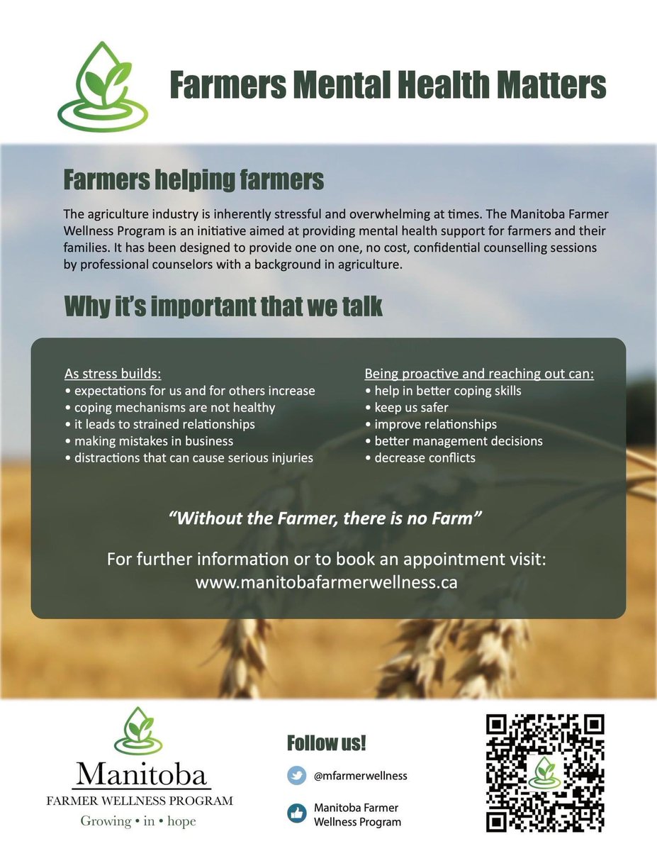 Manitoba received more rain yesterday. I understand some farmers are now facing a spring where seeding is impossible. This can be a very difficult time and if you need to talk to someone about what you are dealing with, the Manitoba Farmer Wellness Program can help. 204-232-0574