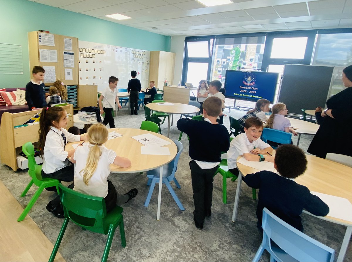 Calderwood_Pri's tweet photo. Lots of excitement as children spend the afternoon in their new clan with their new champions! 💙🤍#CalderwoodClans #CalderwoodChampions #CalderwoodChapterTwo https://t.co/VsWVfshsvw