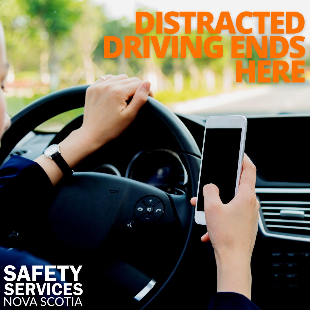 SafetyNS's tweet photo. Distracted driving is a risk to all Canadians. 

When drivers are not paying attention, the risk of a collision increases. Stay alert, keep your eyes on the road and maintain control of your vehicle at all times. 👍 https://t.co/J4WGfJAaeS