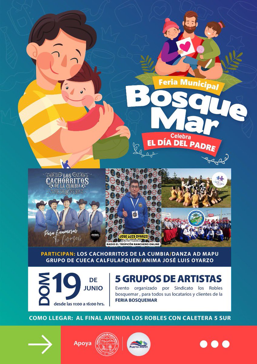 munipuertomontt's tweet photo. 🔽Celebra el Día del padre en la Feria Municipal #Bosquemar 

#PuertoMontt https://t.co/qeq33JLv2T