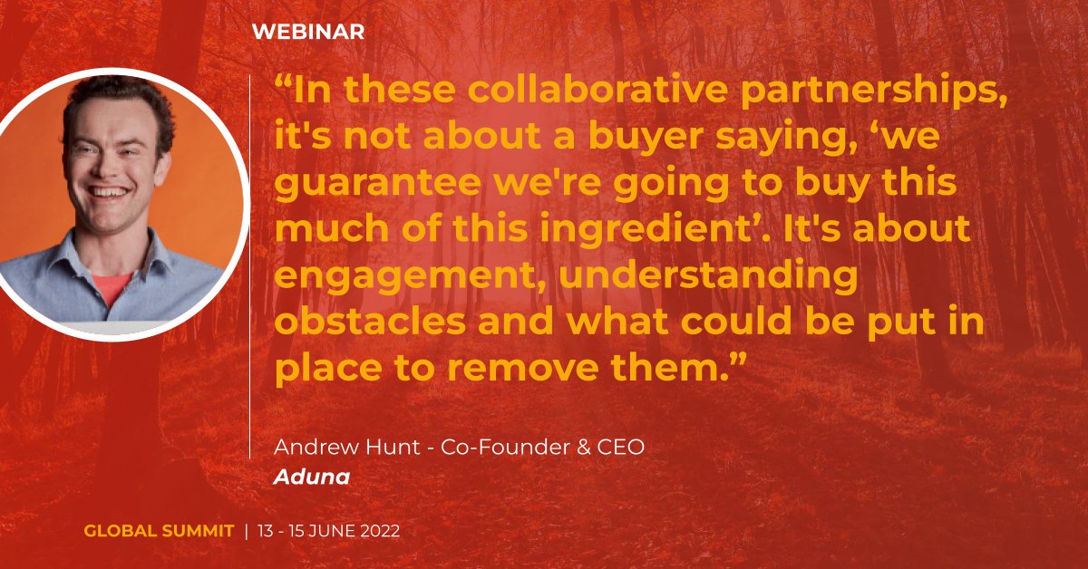 “In these collaborative #partnerships, it's not about a buyer saying, ‘we guarantee we're going to buy this much of this ingredient’. It's about engagement, understanding obstacles and what could be put in place to remove them.” - <a href="/MisterAduna/">Andrew Hunt</a> @AdunaWorld

#BFP_Live #BizForEquity