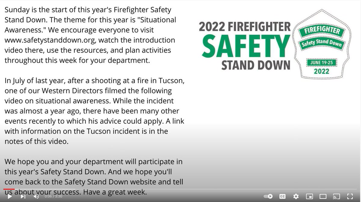 Sunday, June 19th, is the start of 2022 Safety Stand Down. The theme is 'Situational Awareness.' To that end, we're bringing you a video from last summer on that topic. Please visit the Safety Stand Down website to participate in this year's activities. youtu.be/lm6CaTm8_bc