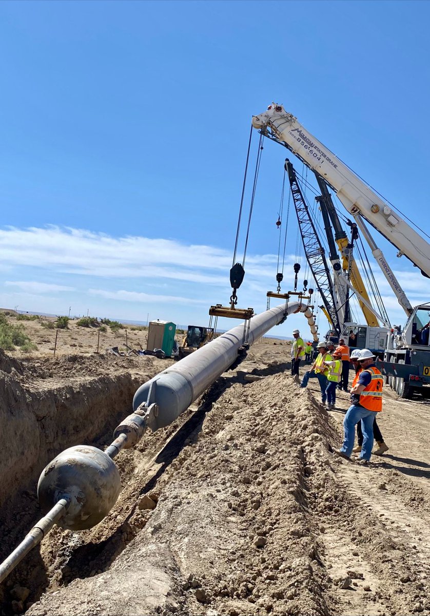 JAGCompanies's tweet photo. The Huxted Trenchless HDD team completing the pull of a 48" pipe through a 61” hole for 2,035' in New Mexico….that’s the largest pipe pull since JAG Companies entered the HDD business! This accomplishment could not be completed without all of the teamwork involved! https://t.co/iaju9eaDXV
