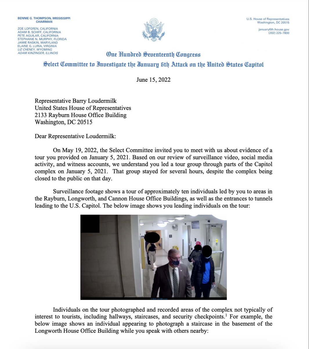 JakeSherman's tweet image. NEWS: @January6thCmte ahs sent a letter to @RepLoudermilk about what we broke in @PunchbowlNews this AM

The committee says that one of the people he gave a tour to threatened @SpeakerPelosi, @RepJerryNadler, @AOC, @SenSchumer 

Video here bit.ly/3Ho4rPy